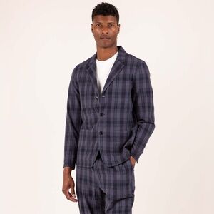 Alex Mill Plaid Blazer Jacket L – Navy Gray Cotton Workwear Style